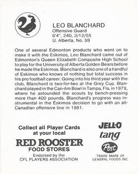 1981 Red Rooster Edmonton Eskimos #NNO Leo Blanchard Back