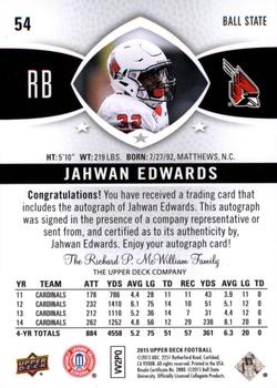 2015 Upper Deck - Star Rookies Autographs #54 Jahwan Edwards Back