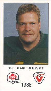 1988 Vachon CFL #NNO Blake Dermott Front