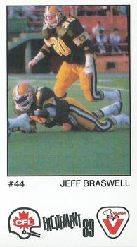1989 Vachon CFL #136 Jeff Braswell Front