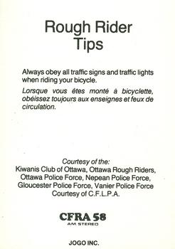1984 Ottawa Rough Riders Police #NNO Greg Marshall Back