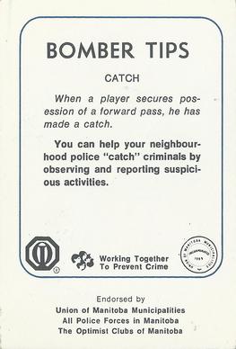 1982 Winnipeg Blue Bombers Police #NNO Paul Bennett Back