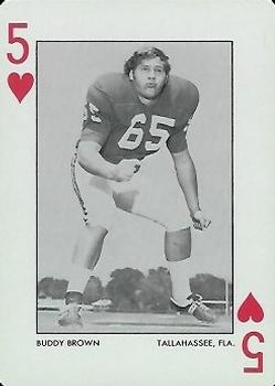 1972 Alabama Crimson Tide Playing Cards (Red Backs) #5♥ Buddy Brown Front