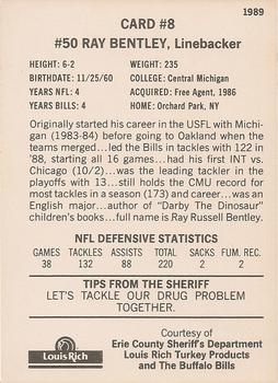 1989 Buffalo Bills Police #8 Ray Bentley Back