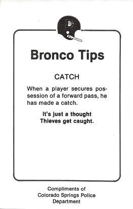 1982 Denver Broncos Police #24 Rick Parros Back