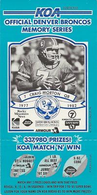 1984 KOA Denver Broncos #NNO Craig Morton Front