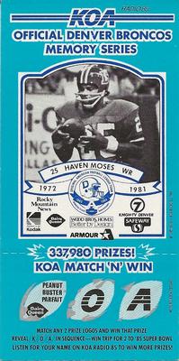 1984 KOA Denver Broncos #NNO Haven Moses Front