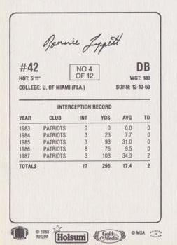 1988 Holsum New England Patriots #4 Ronnie Lippett Back