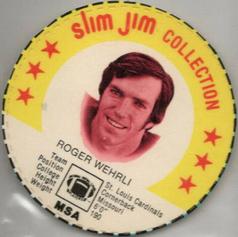 1978 Slim Jim #NNO Roger Wehrli Front