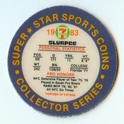 1983 7-Eleven Super Star Sports Coins #13 Jack Youngblood Back