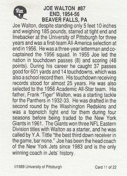 1989 Pittsburgh Panthers Greats #11 Joe Walton Back