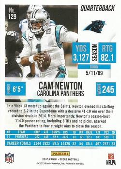 2015 Score #129 Cam Newton Back