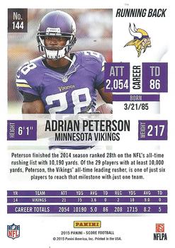 2015 Score #144 Adrian Peterson Back