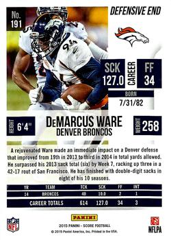 2015 Score #191 DeMarcus Ware Back