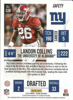 2015 Score #338 Landon Collins Back