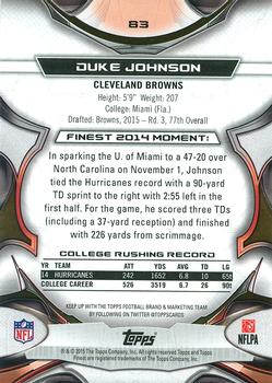 2015 Finest #83 Duke Johnson Back