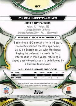 2015 Finest #87 Clay Matthews Back