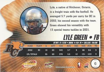 2003 Pacific Atomic CFL #6 Lyle Green Back