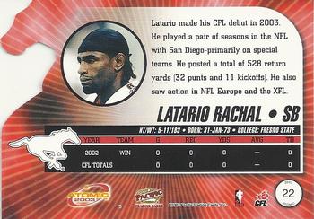 2003 Pacific Atomic CFL #22 Latario Rachal Back