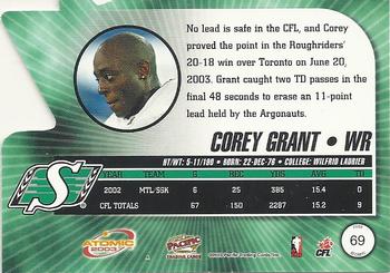 2003 Pacific Atomic CFL #69 Corey Grant Back