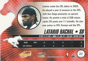 2003 Pacific Atomic CFL - Red #22 Latario Rachal Back