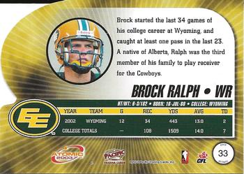 2003 Pacific Atomic CFL - Red #33 Brock Ralph Back