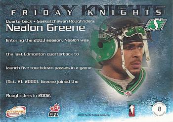 2003 Pacific Atomic CFL - Friday Knights #8 Nealon Greene Back