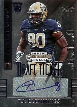 2015 Panini Contenders Draft Picks - College Draft Ticket Blue Foil #238 T.J. Clemmings Front