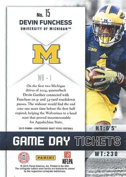 2015 Panini Contenders Draft Picks - Game Day Tickets #15 Devin Funchess Back