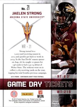 2015 Panini Contenders Draft Picks - Game Day Tickets #21 Jaelen Strong Back