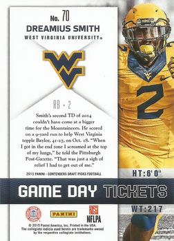 2015 Panini Contenders Draft Picks - Game Day Tickets #70 Dreamius Smith Back