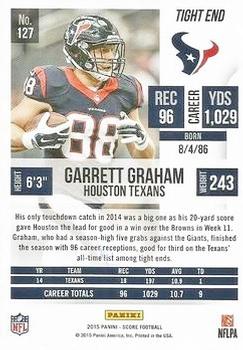 2015 Score - Red Zone #127 Garrett Graham Back
