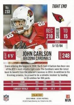 2015 Score - Red Zone #233 John Carlson Back