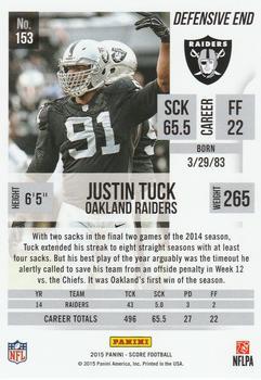 2015 Score - Scorecard #153 Justin Tuck Back