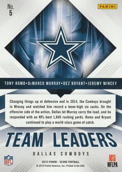 2015 Score - Team Leaders Green #5 Dez Bryant / Jeremy Mincey / DeMarco Murray / Tony Romo Back