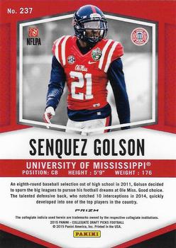 2015 Panini Prizm Collegiate Draft Picks - Prizms #237 Senquez Golson Back