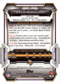 2015 Bowman - Veterans Rainbow Silver Ice #66 Kyle Rudolph Back