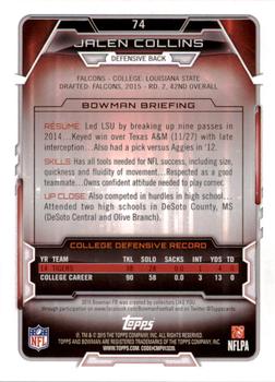 2015 Bowman - Rookies Black #74 Jalen Collins Back