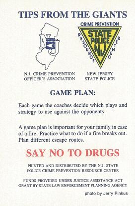 1987 New York Giants Police #NNO Joe Morris Back