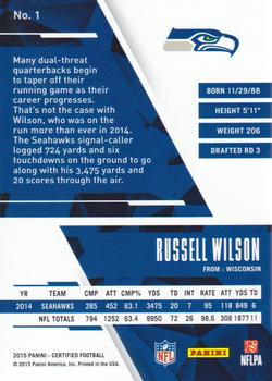 2015 Panini Certified #1 Russell Wilson Back