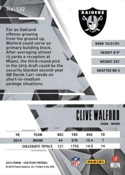 2015 Panini Certified #132 Clive Walford Back