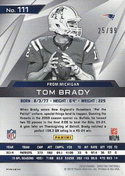 2015 Panini Spectra #111 Tom Brady Back