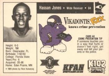1991 Minnesota Vikings Police #4 Hassan Jones Back