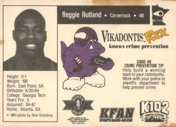1991 Minnesota Vikings Police #8 Reggie Rutland Back