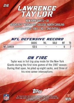 2015 Topps Fire #26 Lawrence Taylor Back