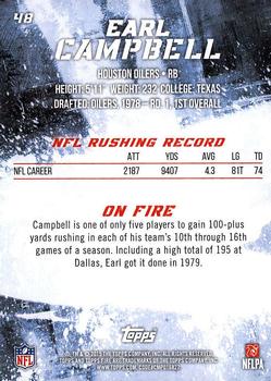 2015 Topps Fire #48 Earl Campbell Back