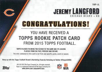 2015 Topps - Rookie Patches #TRP-JL Jeremy Langford Back
