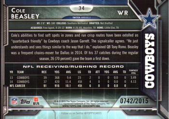 2015 Topps - Gold #34 Cole Beasley Back