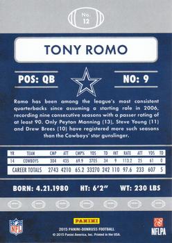 2015 Donruss #12 Tony Romo Back
