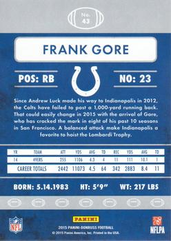 2015 Donruss #43 Frank Gore  Back